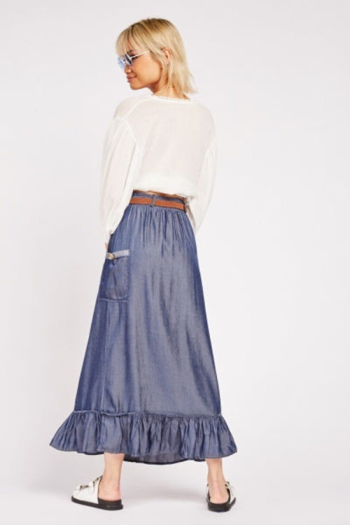 Denim Look Maxi Skirt