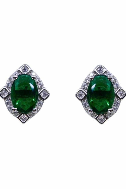Silver- Emerald Earring