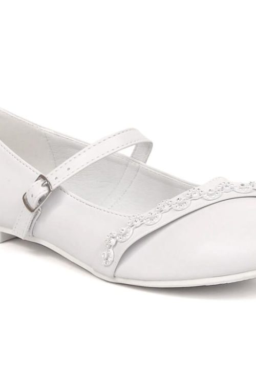 American Club Jr AM915 white ballet flats with cubic zirconia